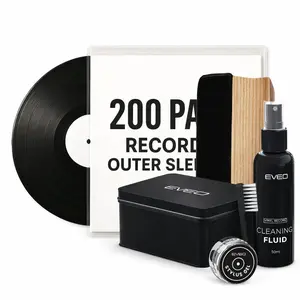 EVEO Vinyl Care Bundle - 200 Vinyl Sleeves + Vinyl 4-1 Cleaner Kit