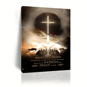 1 piece canvas painting with wood frame, ready to hang, hand of god quote wall art print with frame, suitable for living room and bedroom, home decoration, holiday gift for her or him, unique