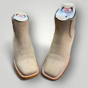 BOTIN VAQUERO PARA CABALLERO Cow Hide Cowboy Boot for Men Oryx Color Double Embroidery Adjustable Fit