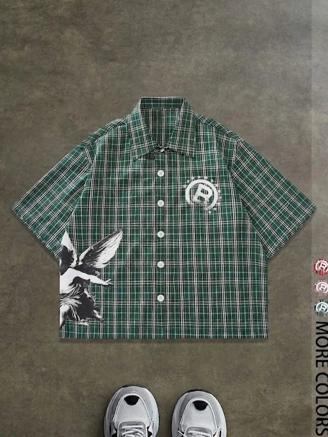 Men's Regular Fit Graphic Letter and Striped Print Short Sleeve Shirt, Casual Vintage Retro Button-Down Top for Parties and Daily Wear, All-Season