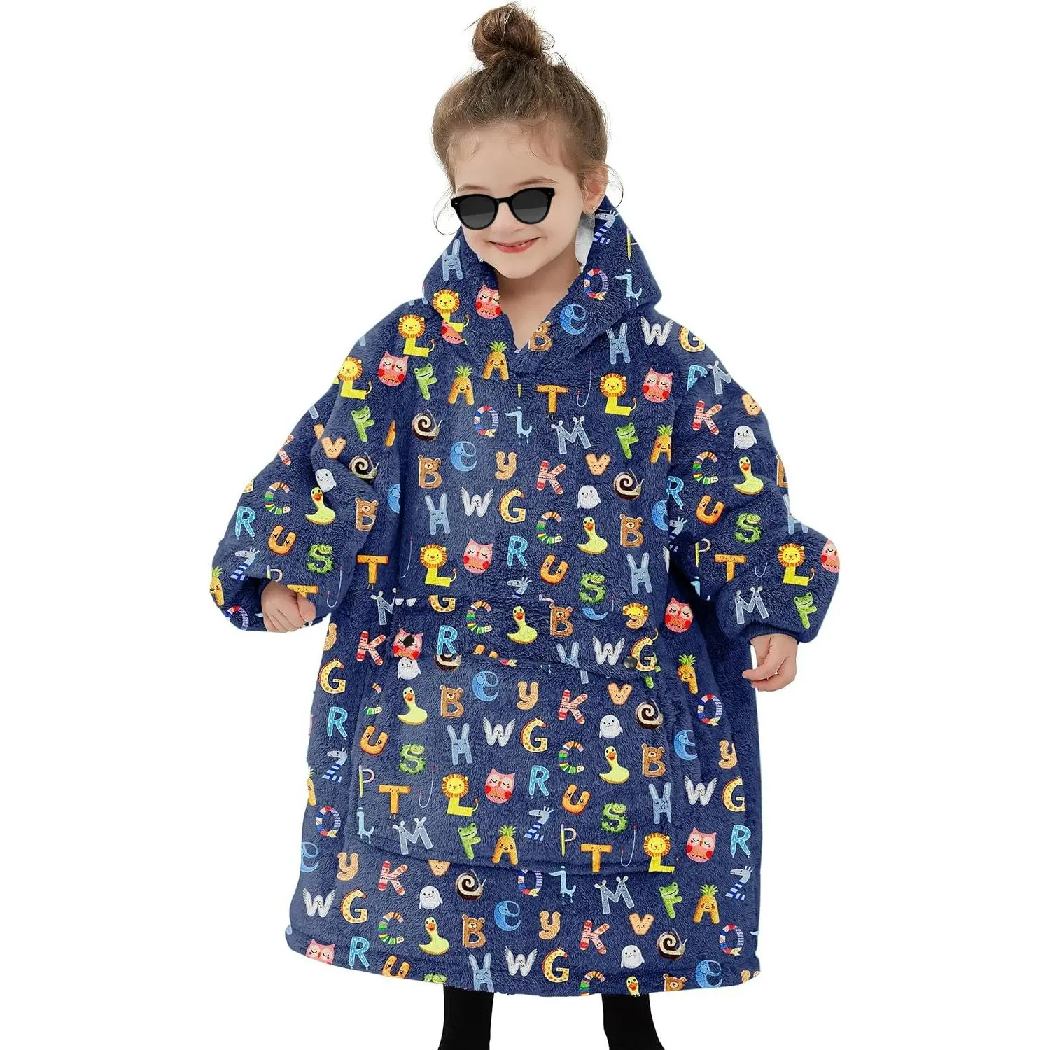X-GCS01   Wearable Blanket Hoodie Oversized Sherpa Blanket Sweatshirt Flannel Sweater Blanket with Large Pocket
