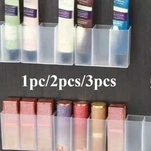1pc/2pcs/3pcs Non perforated storage box hanging on the wall with three compartments wall mounted with compartments Non perforated small item storage box eyebrow clip scissors eyebrow pencil brush lipstick storage box