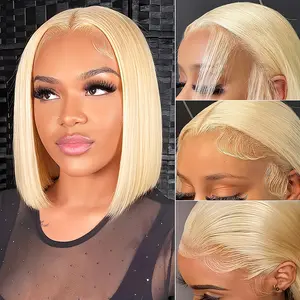 Nerkre Blonde Bob Wig Human Hair 613 Lace Front Wigs Human Hair 200% Density 13x4 HD Lace Frontal Wig Pre Plucked With Baby Hair Glueless Short Straight Bob Wigs for Women straight short style bob hair