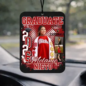 Graduation Car Hangers - Personalized 2026 with School Theme and Photos - Car decor - Car Ornament