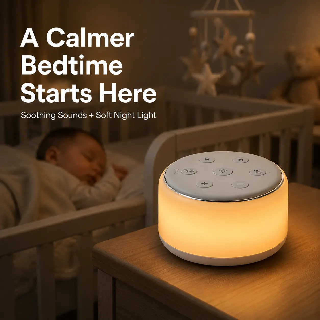 FamiSym White Noise Sound Machine for Baby Sleep, 34 Soothing Sounds with Night Light, Rechargeable Portable Sound Speaker for Nursery, Newborns & Travel