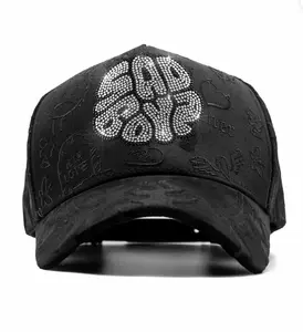 Dandy Hats x Junior H “Sad Boyz” – Premium Streetwear Baseball Cap Featuring Diamond-Style Rhinestone 3D Embroidery and an Adjustable Unisex Fit, Designed for Men, Women, and Teens Looking for a Bold Urban Snapback Hat with High-Impact Styling