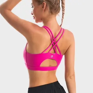 RUNNING GIRL Sports Bras for Women,Padded Sports Bra Tank Top Sexy Crisscross Back High Impact Longline Workout Yoga Bra