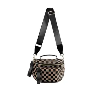 Upgrade Handle Checkered Crossbody Bag Bum Bag For Women Spacious Checkerboard Fanny Pack With Dual Pockets Adjustable Strap Fashion Sling Bag Checkered Crossbody Bag Bum Bag For Women,,Upgraded Version With Carry Handle