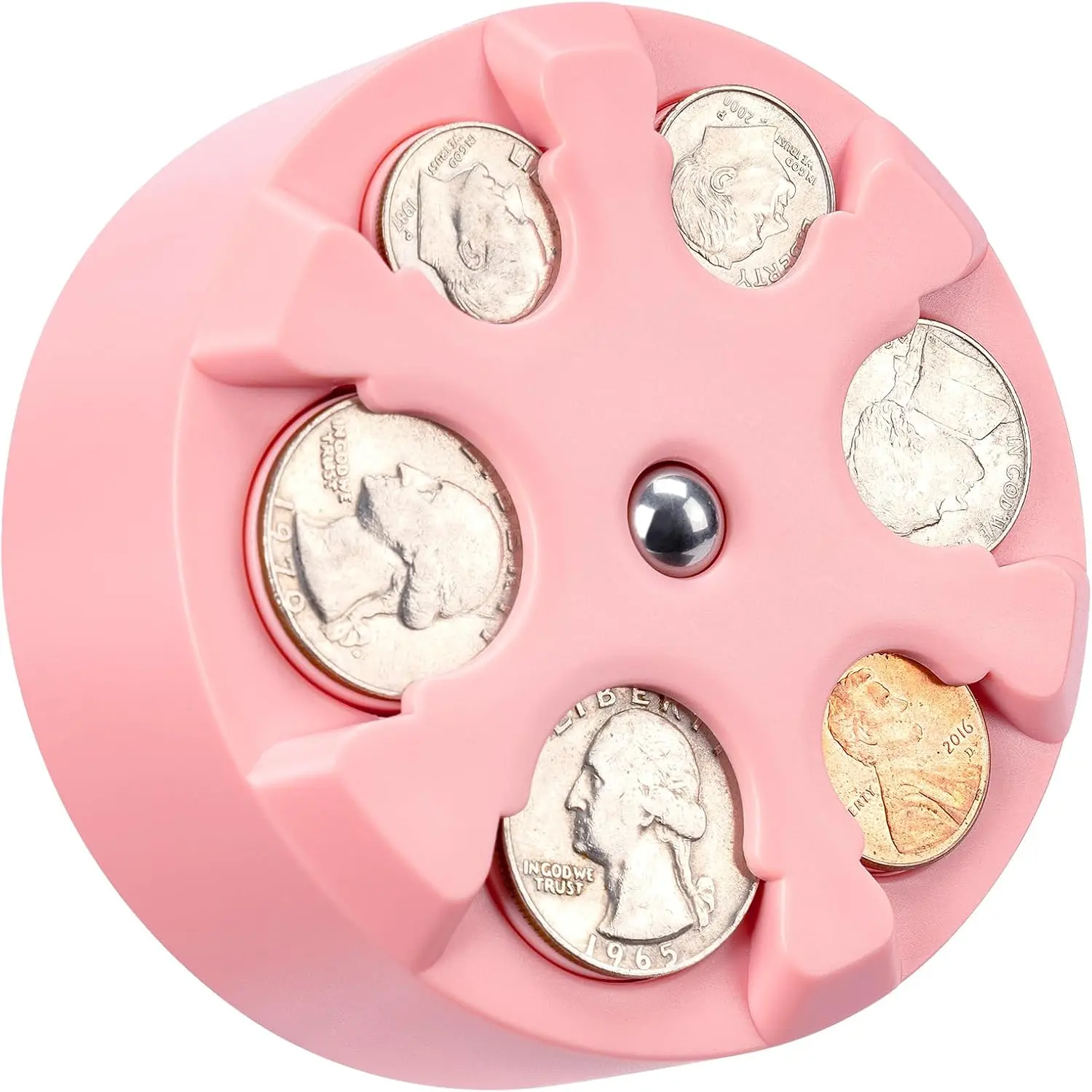 Universal Coin Holder, Large Capacity Coin Holder for Car, Portable Car Change Holder Coin Organizer, Car Trucks Accessories, Coin Sorter for Car & Wallet & Pocket,Pink