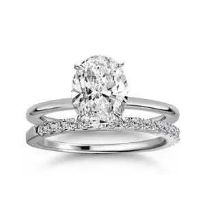 2CT 7*9mm Oval Cut Engagement Ring Set S925 Silve Grade CZ Bridal Wedding Ring Set for Her engagement rings summervibes queen