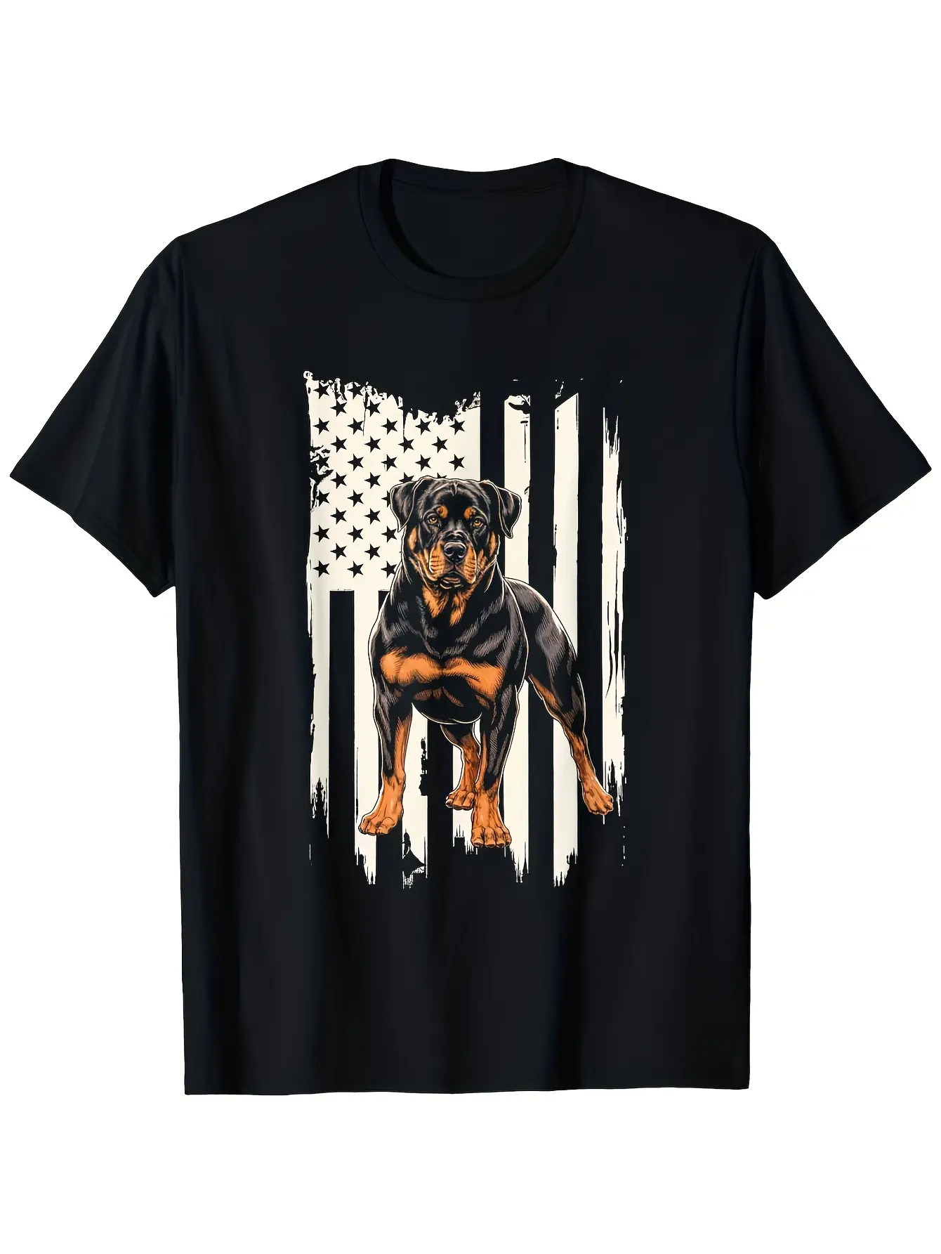 Patriotic Rottweiler T-Shirt Featuring The America unisex soft cotton short sleeve t shirt, vintage graphic casual tee for men women teens, perfect birthday holiday gift for camping travel gym daily street  wear