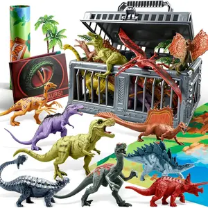 Dinosaur Toys with Activity Play Mat & Storage Cage, 19 PCS Realistic Dinosaur Figures & Trees for Toddlers Kids Ages 3-5, Ideal for Boys and Girls Gift
