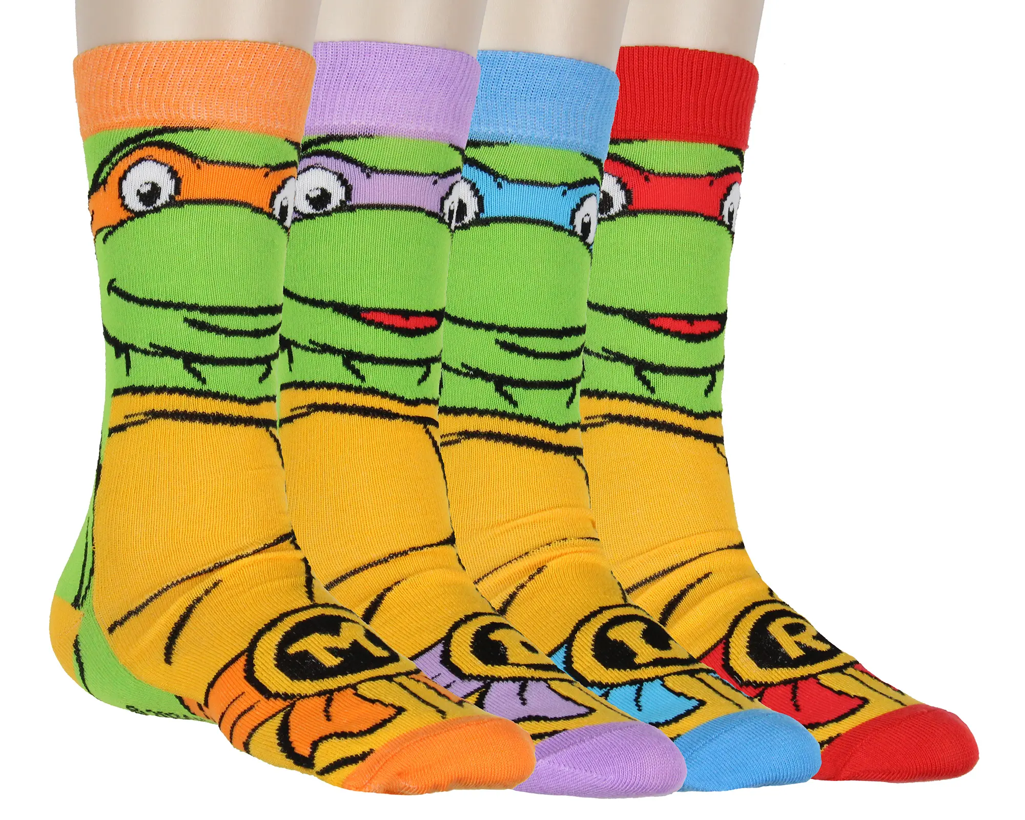 TMNT Socks Teenage Mutant Ninja Turtle 4Pk Michelangelo Donatello Raphael Leonardo Crew Mens Socks Shoe Size 6-12, Christmas, Birthday