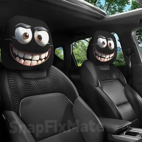 GJANSH Funny Cartoon Car Headrest Covers – 2PCS Universal Fit,SnapFixMate,TikTokShopBlackFriday