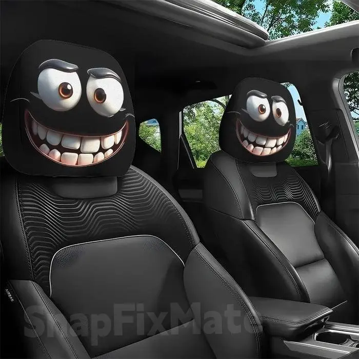 GJANSH Funny Cartoon Car Headrest Covers – 2PCS Universal Fit,SnapFixMate,TikTokShopBlackFriday