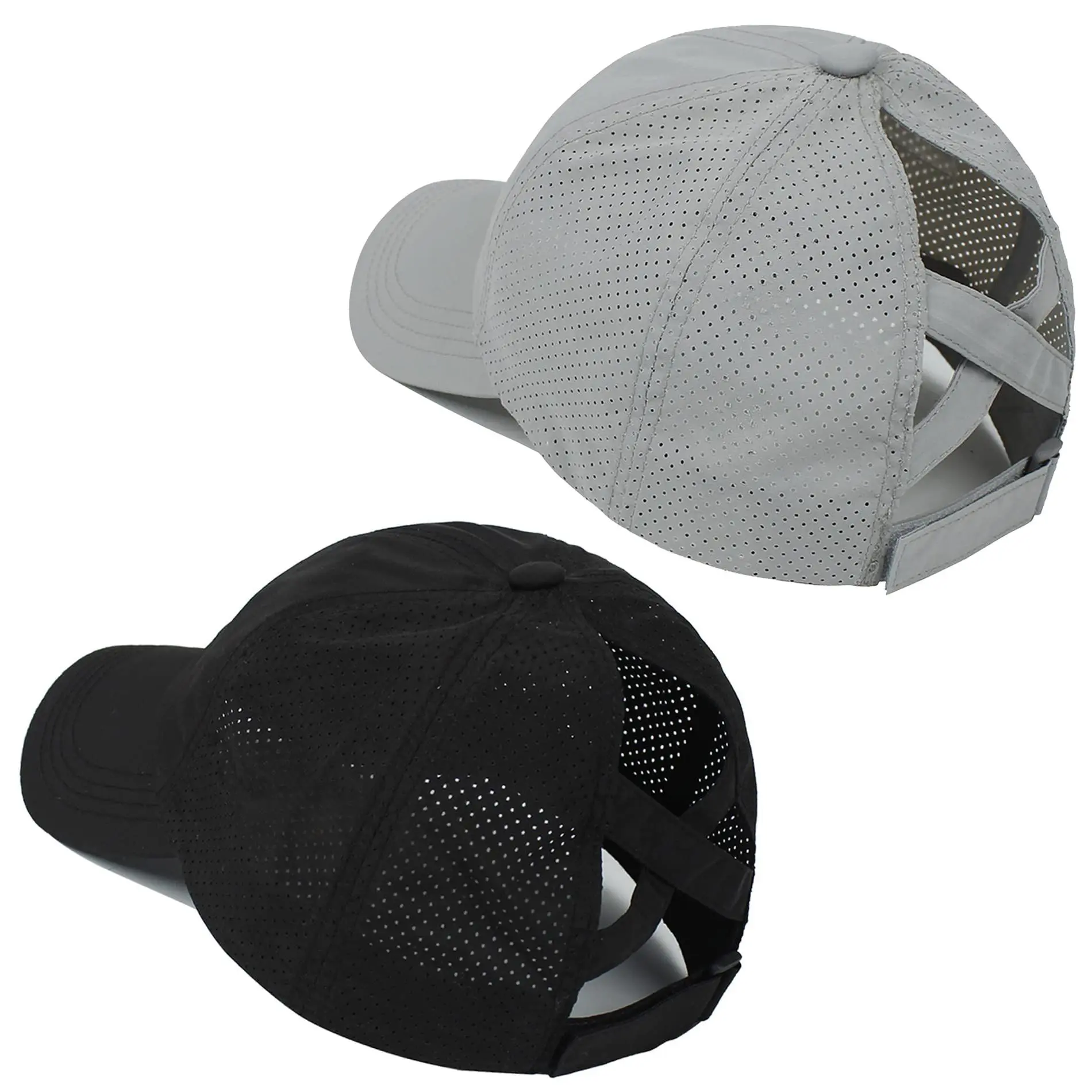 Baseball Caps for Women 2 Pack, Criss Cross Ponytail Style, Quick-Dry Lightweight Hat with Adjustable Fit for High Messy Buns and Outdoor Sports, Brim 2.65", Active Lifestyle Sports & Outdoor Hats, Female, All Seasons, Athletic Training Sports & Outdoor H