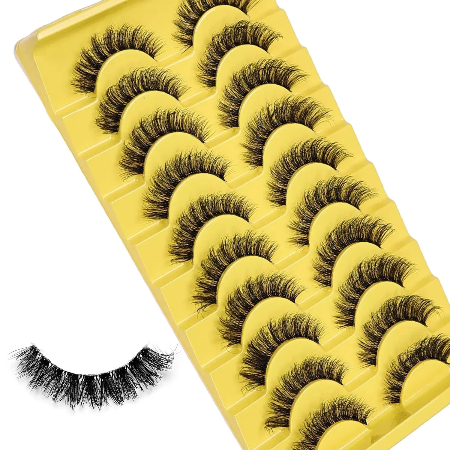 30Pairs/50Pairs Clear Band Natural Look Lashes 3D Russian Strip Wispy Fluffy Cat Eye Volumized False Eyelashes Reusable for All Occasions Cosmetic False Eyelash Set