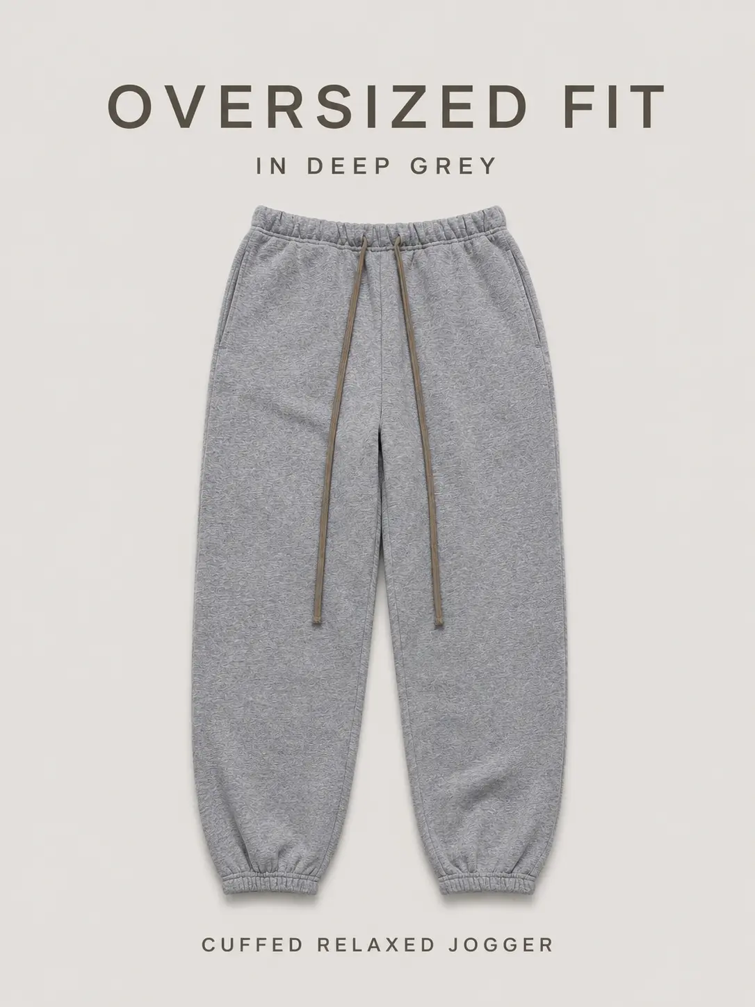 Men's 24FW Heather Grey Heavyweight Ultra-Soft Fleece Cuffed Joggers - Oversized Boxy Fit Casual Everyday Wear, Available in S, XXL