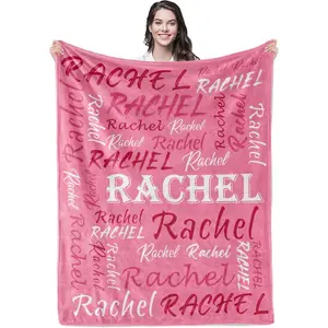 Personalized Pink Theme Fleece Throw Blanket, Soft Flannel, Custom Name for Men, Women, Kids - Perfect for Birthday, Christmas, Valentine's Day