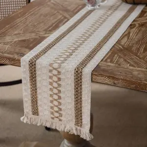 Rhombus Striped Table Runner, 1 Count Dining Room Decorative Runner, Washable Tablecloth for Home Kitchen Canteen