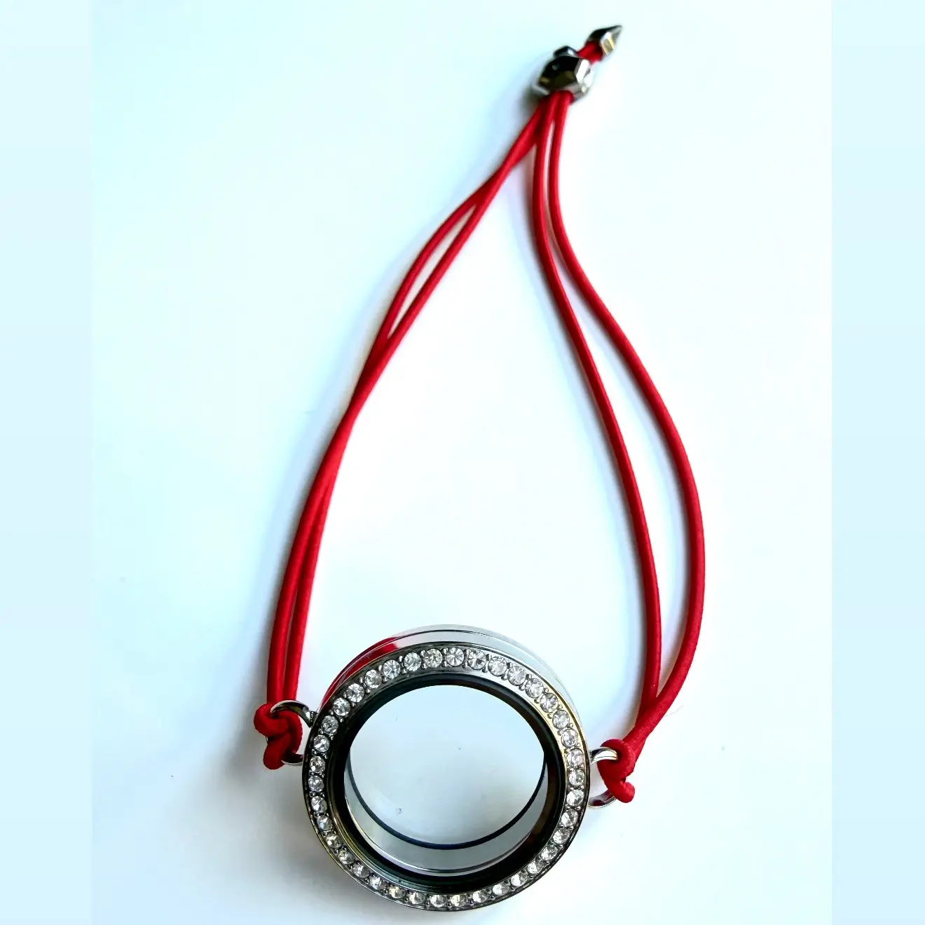 Red Twist Living Locket Bracelet - Custom & Adjustable Charm Bracelet