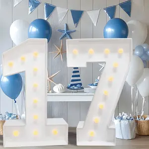 Marquee Numbers 4 Feet Tall Large Birthday Decorations, 4FT Light-Up Number Party Decor Big Backdrop Foam Cardboard Numbers 0–9, Pre-Cut Foam Board Sign DIY Decorations for Anniversary Party Supplies