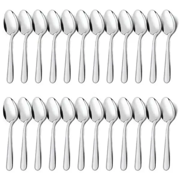 Stainless Steel Dinner Spoons Set, 24-Piece 6.7in Classic Round Bowl Solid Surface Spoons for Everyday Home & Kitchen Use, Mirror Polished, Dishwasher Safe