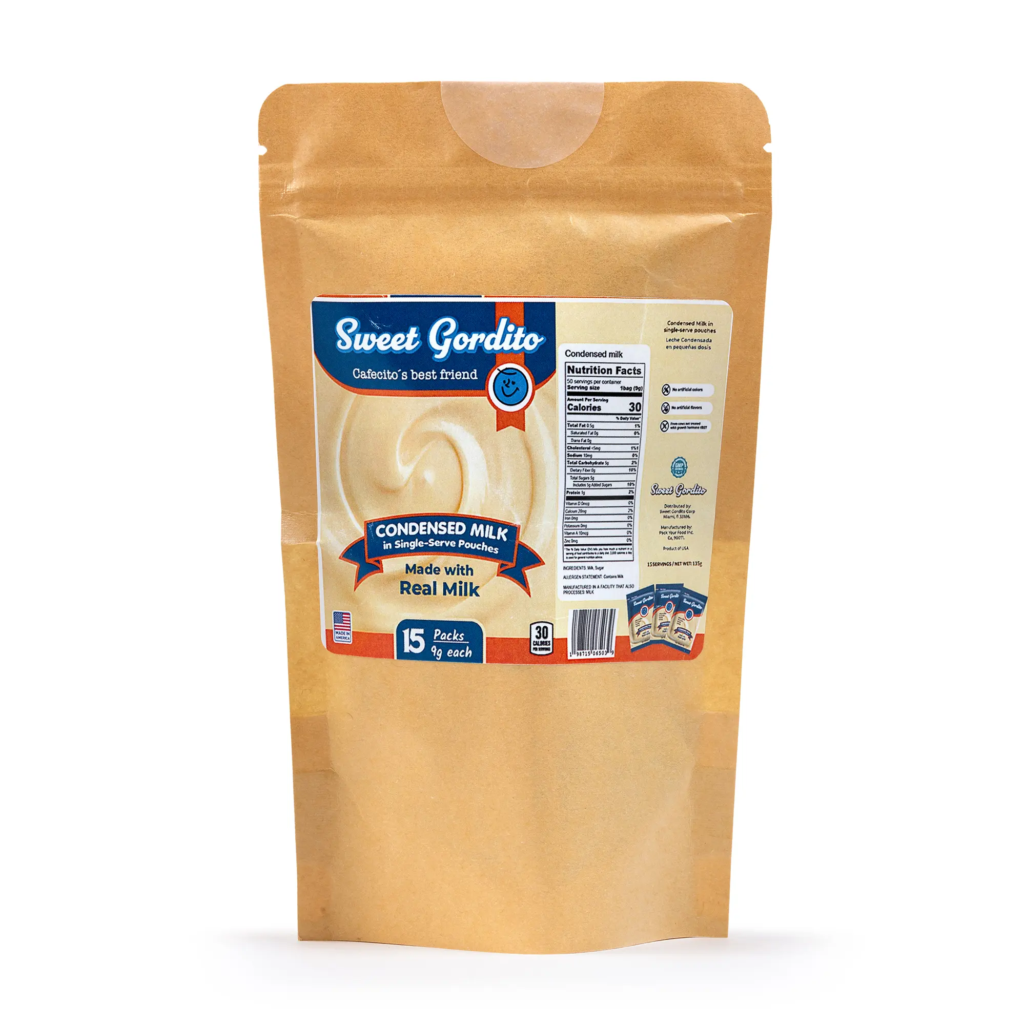 Condensed Milk Sachets Ziplog (15 pack) - Ideal for coffee! Each Ziplog contains 15 sachets of 9g of delicious condensed milk, perfect for on-the-go.