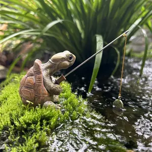 Simple resin turtle fishing Hook statue-perfect for garden, pond and terrace decoration