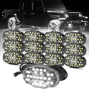 Winunite 27 Full Angle Chips Rock Lights,6000K Pure White,5-Sided Translucent Design with No Cover,4M Extension Wires,Plug and Play,IP67 Waterproof,Fit for Truck, ATV, UTV, RZR and SUV,Underglow,Men's Gift,Fathersdaygift