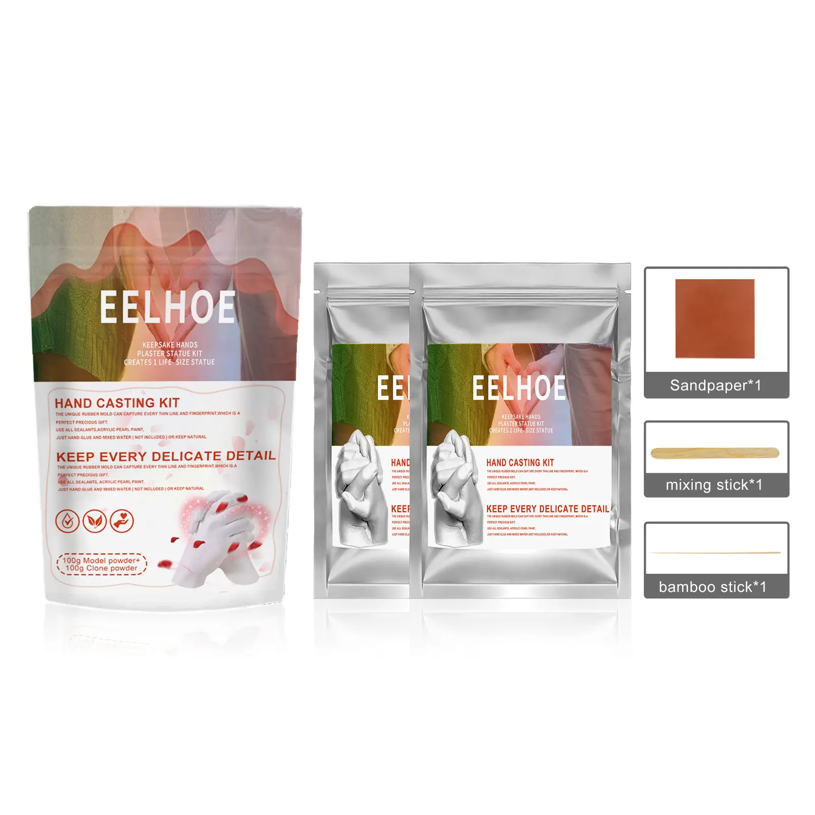 EELHOE Couples' Hand Casting Powder – 3D Hand and Foot Model Making Kit for Infants
