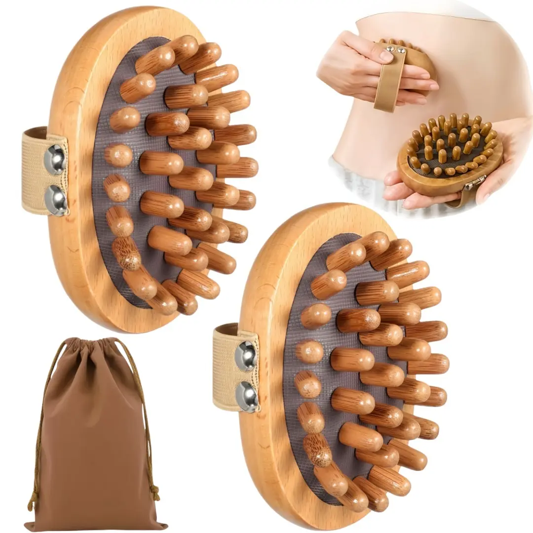 LMMAKE 2PCS Sandalwood Massage Combs Anti Static Smooth Scalp & Hair Massagers Promote Hair Growth Portable Gua Sha Spa Tools For Facial Scalp And Body Therapy