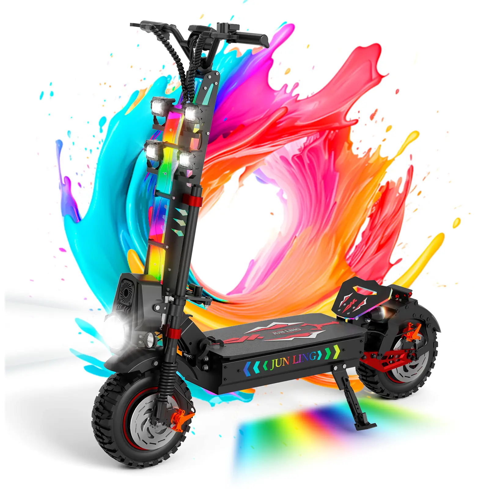 JL86 Foldable Off-Road Electric Scooter for Adults, 10000W Dual Motor, Up to 55 MPH, 75 Mi Range, 13" Pneumatic Tires, 60V 40Ah, Folding Commuter Scooter