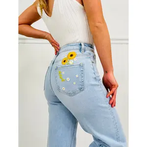 Sunflower Season Tummy Control Wide Leg Cropped Jeans