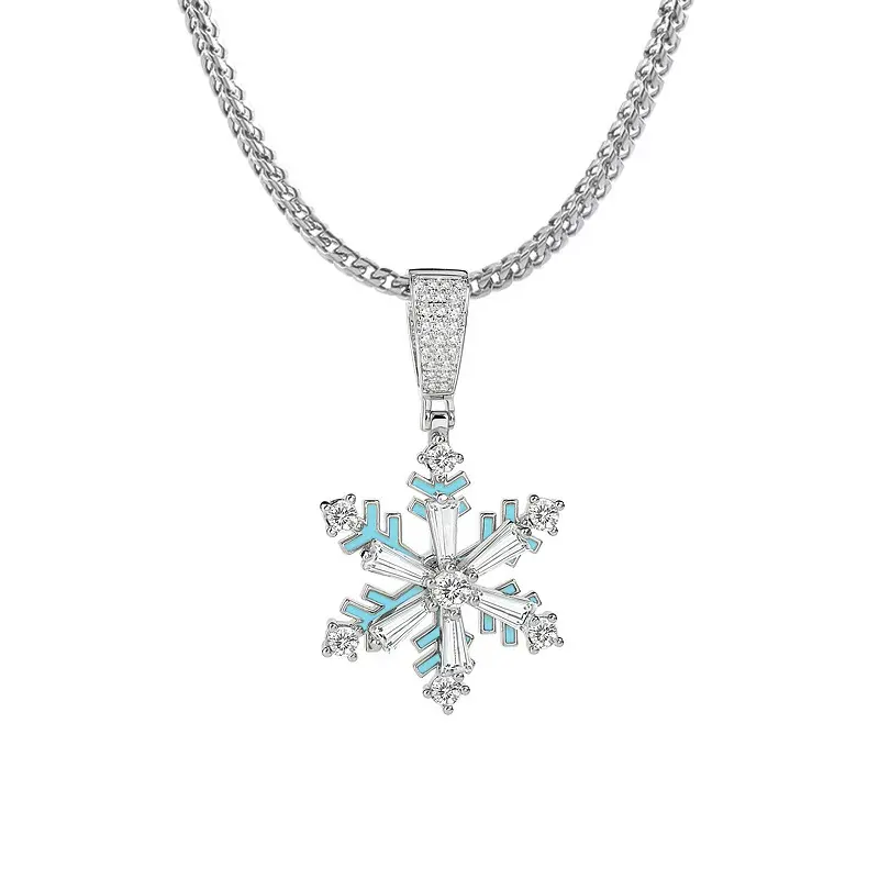 Spinning Snowflake Gold-Plated Cable Chain Necklace - Gold Chains, Hip-Hop, Crystal Stone Style with Glow-In-The-Dark Cubic Zirconia, Stylish Choker Jewelry Gift for Women, Gold Chains Necklaces, Hip-Hop Necklaces