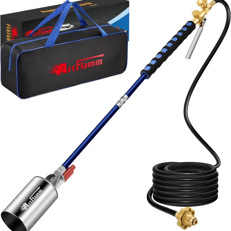 【toolupgrade】ARTFLAMM Propane Torch Weed Burner Kit with Storage Bag, Weed Torch with 10 FT Hose, Self Igniter Weed Flame Torch for Fire Pit, Roofing(Propane Tank Not Included) toolupgrade