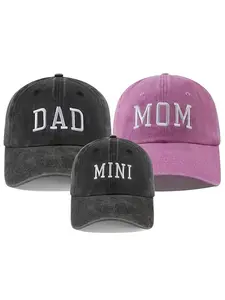 3 Pcs Parent-Child Baseball Hats Adjustable Snapback Mama Dad Mini Daughter Son Embroidered Cap Matching Retro Family Hats