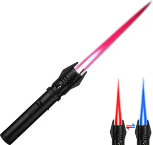 (Gas Not Included)Torch Lighter, Lightsaber Lighter,Red/Blue Flame Adjustable with Safety Lock, Bright Fire Lighter, Refillable Butane Gas Windproof Jet Flame Cool Lighter, for Candles Grill BBQ Fireplaces Camping Gift for Man