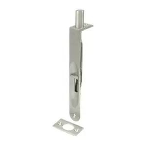 212 MAIN Heavy Duty Round Flush Bolt - 6 in., Satin Nickel Finish, Solid Brass Construction, Weatherproof, Corrosion-Proof, with Bolt Extension & Strike Screws (Sailing Water Sports Accessory)