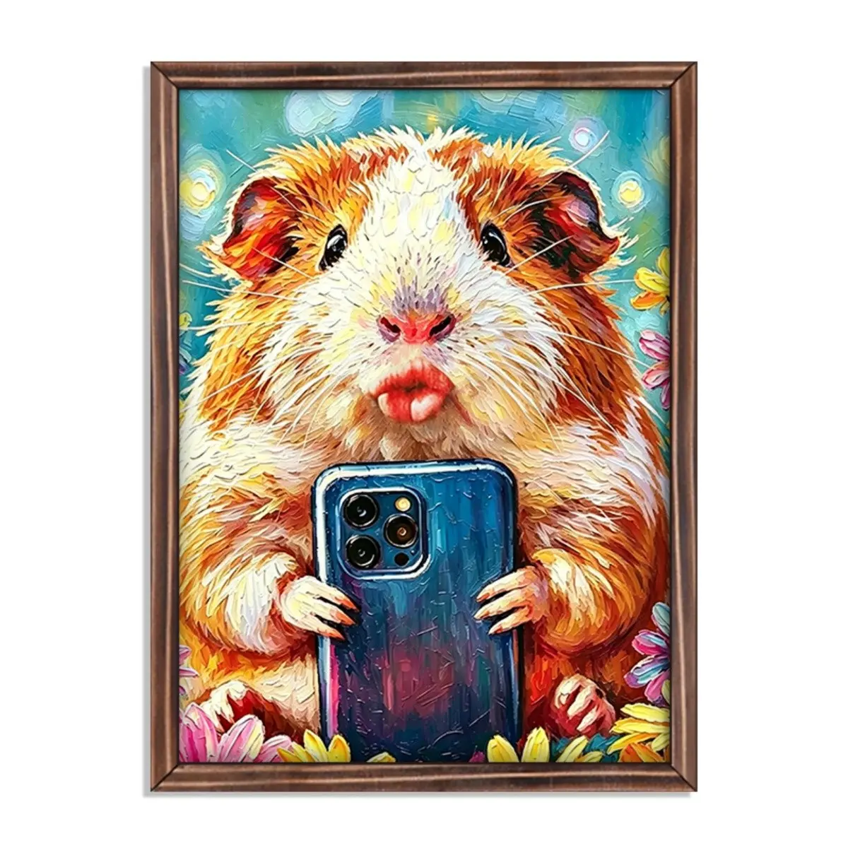 Funny Guinea Pig Selfie Wall Art, No Drilling, Includes Tape, Ideal for Bar Decor, Girl's Room, Dorm, Cute Animal Art, Desktop Ornament