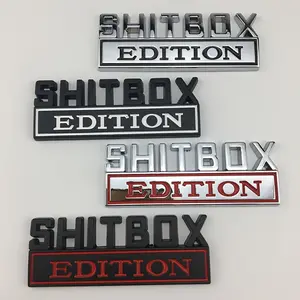 2pcs Shitbox Edition 3D Metal Car Badge Stickers, Car Metal Body Sticker