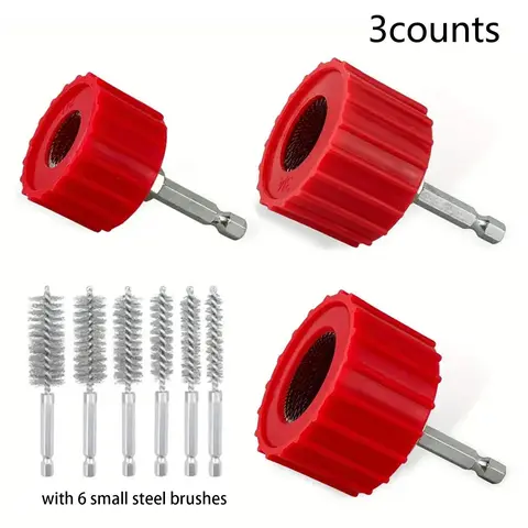 Copper Pipe Cleaning Drill Bit Sets, Plumbing Pipe Cleaner Set with 6 Small Steel Brushes, Pipe Brush, Power Tool Accessories for Cleaning Pipes, Tool Kit Set, Hand Tools, Efficient Cleaning, Compact
