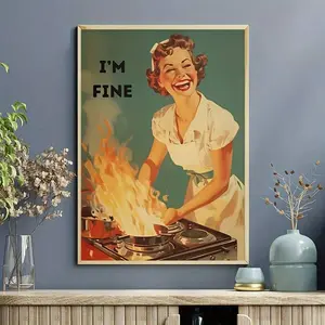 Chic Optional Frame Kitchen Decor Wall Arts - Vintage 50s Cooking Housewife Canvas Poster, Decor For Home Decor& Office Decor, Perfect For Room Decor, Wall Art With Frame