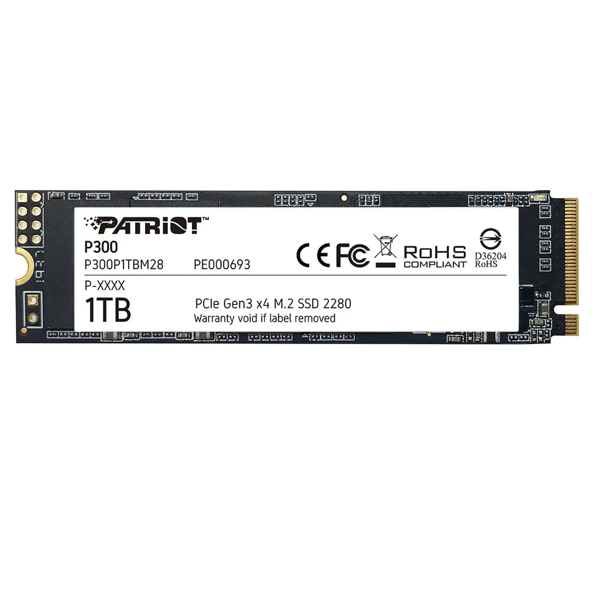 Patriot P300 Series 1TB NVMe PCIe Gen 3.0 x4 M.2 Compact Form Internal Solid State Drive, High-Speed NVMe Speeds Internal Drive for Computers & Office Data Storage
