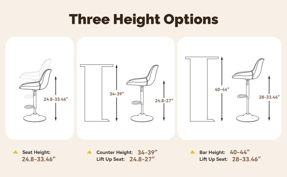 Bar Stools Set of 2, Adjustable Modern Swivel Bar Stools with Backs, Counter Height Performance Fabric Island Chairs for Home Kitchen