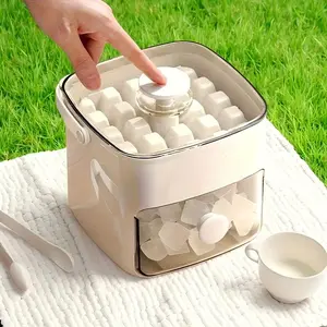 48-Cube Double-Layer Ice Cube Tray with Easy-Press Lid Large Capacity for DIY Drinks Coffee Office Use Summer Must-Have Kitchen Tool Efficient Storage