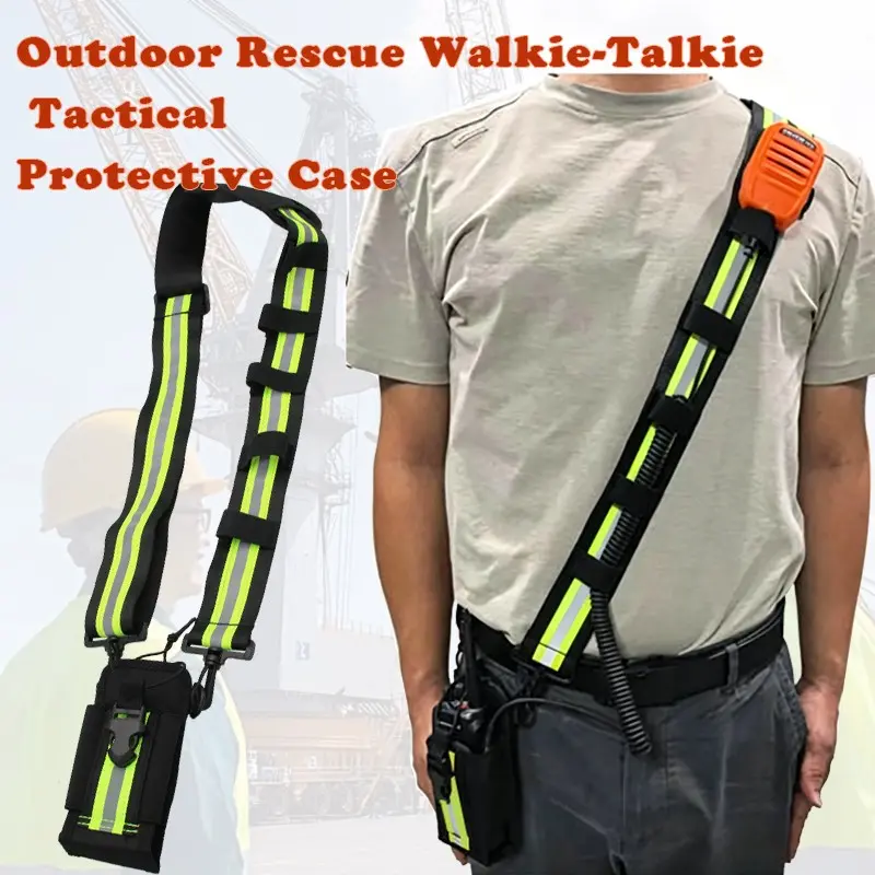 Firefighting Tactical Shoulder Strap, Rescue Team Walkie Talkie Sling Bag, Universal Adjustable Shoulder Strap Radio Pouch, Walkie Talkie Holster For Portable Radio Holder protect Case, Adjustable Crossbody