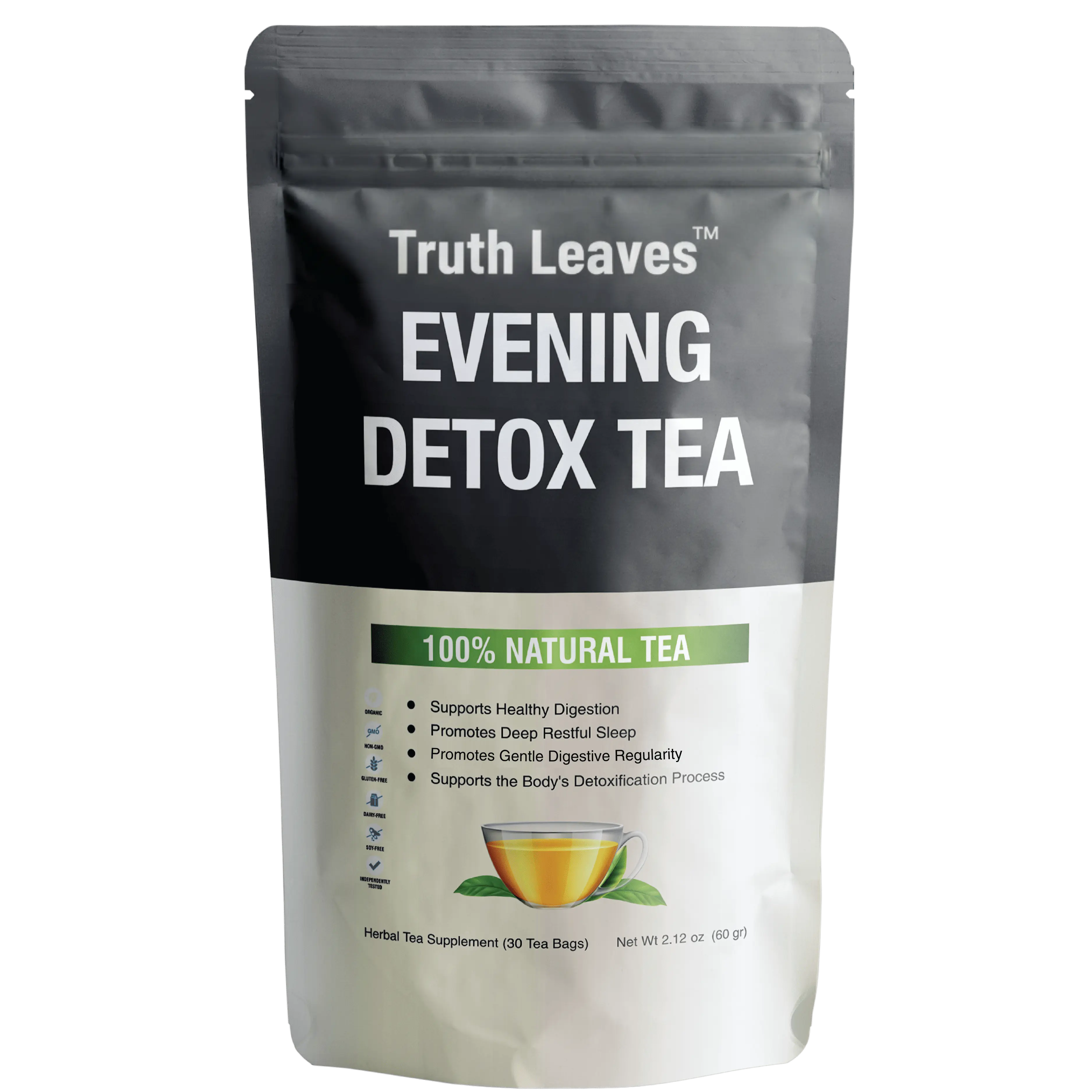 Evening Detox - Gentle Herbal Colon Cleanse with Senna, Dandelion & Ginger - Caffeine Free Sleep Tea for Deep Rest