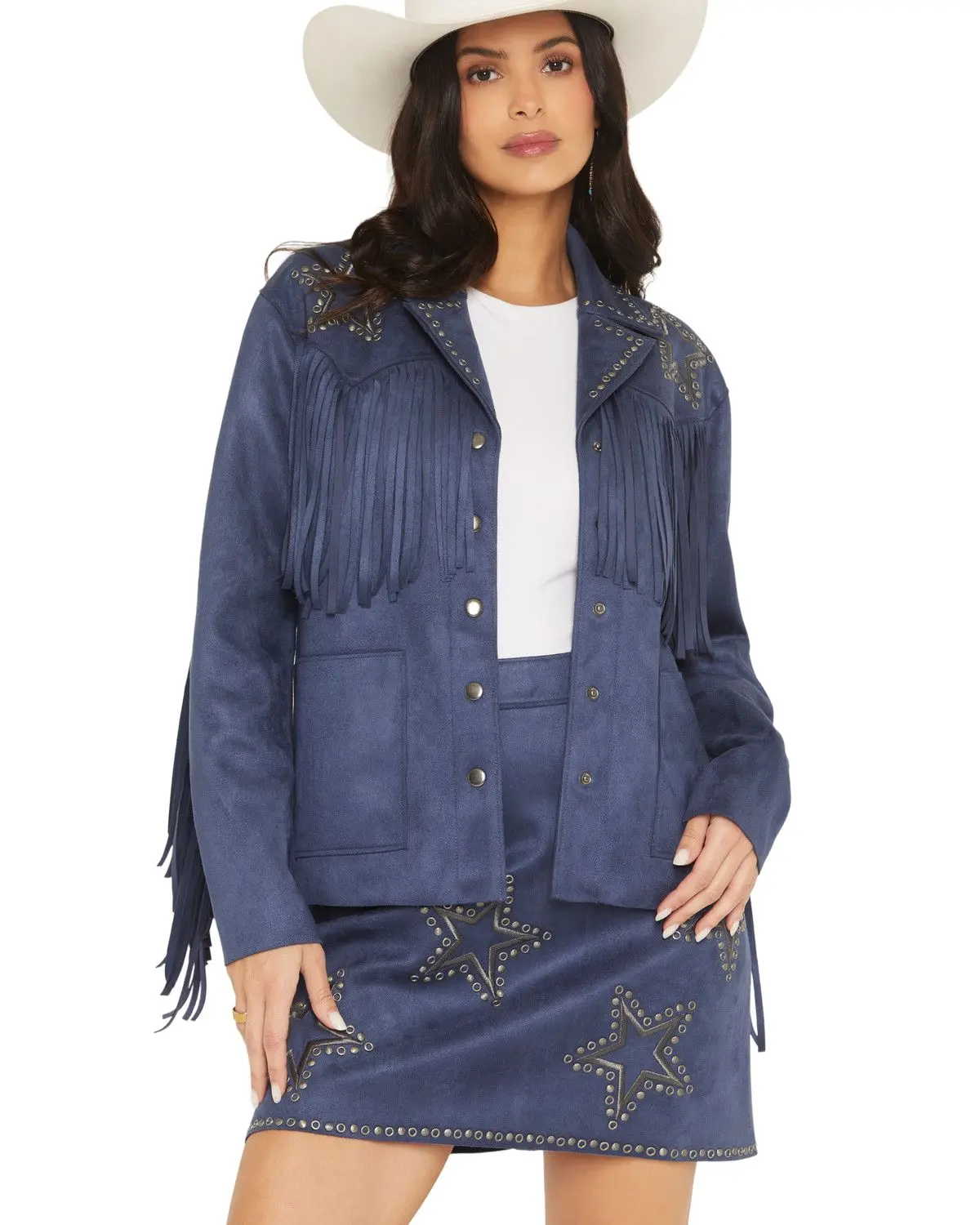 Idyllwind Women's Women'S Lonestar Fringe And Studded Faux Suede Jacket - Iwho25o5-Dbl