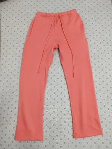 Uncuffed Men's Sweatpants Coral Color Joggers Relaxed Oversized Fit Design Unisex Athletic Casua Lounge Pants with Pockets, Soft Fleece Home Pants with Drawstring
